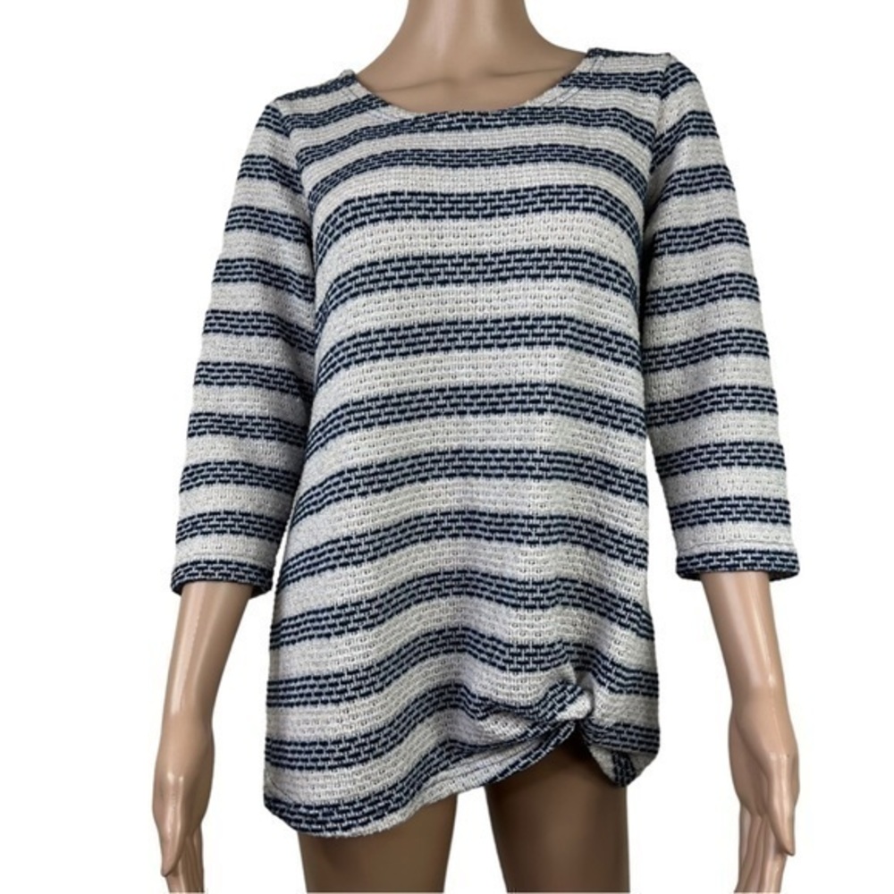 Sunday Women's Top Blouse CropsStriped Blue Gray Size L